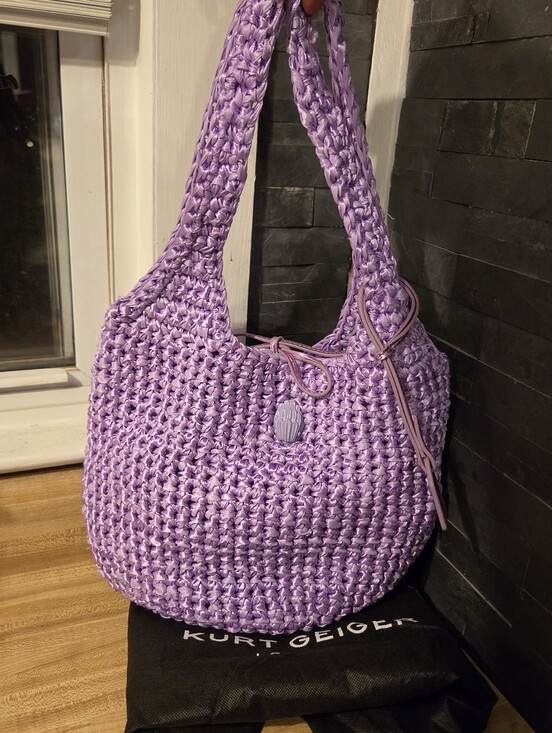 Kurt Geiger Handbags - Kurt Geiger NWT Purple Raffia Shoulder Bag With Tie Closure & Dustbag